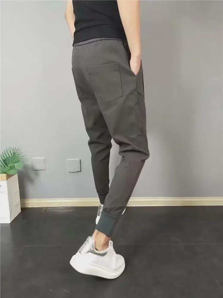 Men's Slim Fit Korean Style Cuffed Casual Pants for Spring/Autumn