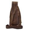 Men'S Leather Breast Bag Retro Crazy Horse Leather Messenger Bag First Layer Cowhide Travel Bag Cowhide Shoulder Bag Summer