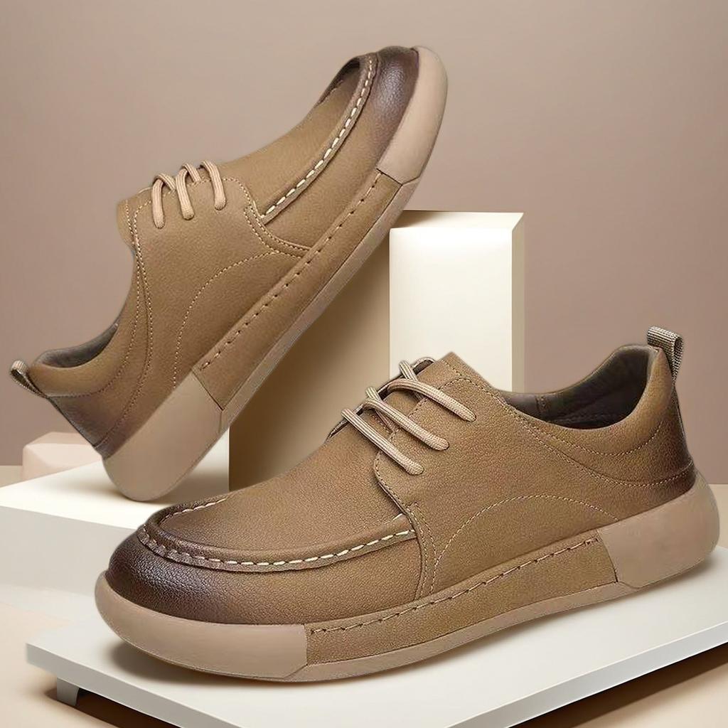 Summer New Lightweight Thick Bottom Casual Shoes Easy To Wear Slip On Lazy Person Breathable Rubber Sole Cowhide Leather Shoes