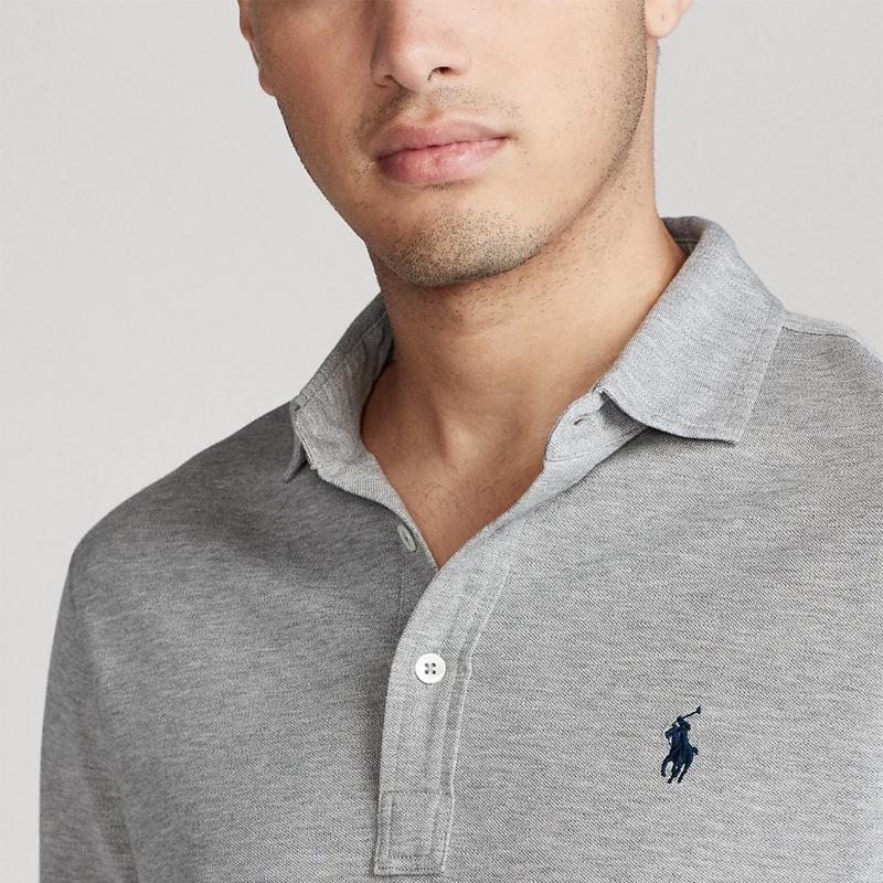 Polo Ralph Lauren SS23 Long Sleeve Small Pony Embroidered Polo Shirt Men tops Gray 710766605015