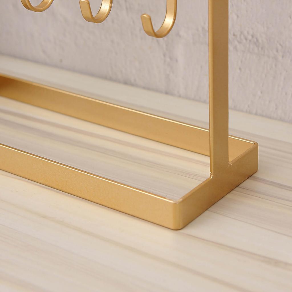 Jewelry Display Organizer Stand Hooks Golden Iron Display Rack for Necklace Hair Accessories