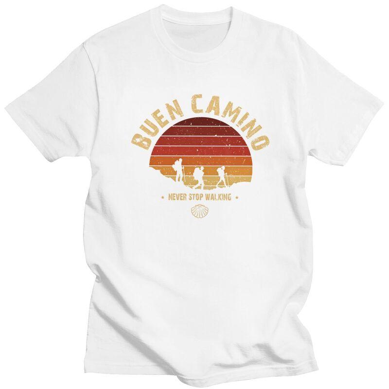 Custom Trendy Buen Camino De Santiago T Shirt Men Short Sleeve Pure Cotton Tshirt Tee Tops Fashion Tshirts