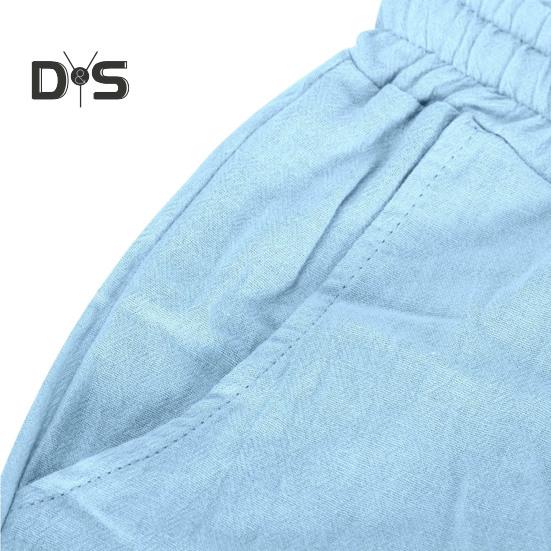 Women Summer Shorts Elastic Waistband Adjustable Drawstring Casual Pants with Pockets Solid Color Loose Fit Knee-length Pants