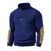 Men's Autumn and Winter Casual Winter Fleece Stand Collar Half Zip Long Sleeve Tactical Pocket Embroidered Hoodie Jumper
