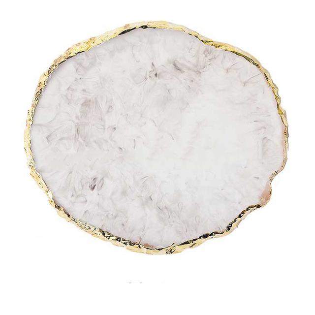 Resin Nail Art Painting Gel Palette DIY Manicure Accessories Tools Golden Edge Polish Agate Mix Stir Crystal Gem Plate