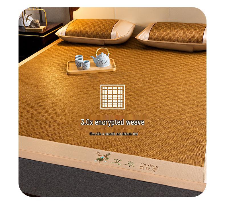 Summer Artemisia Rattan Three-Piece Foldable Double Bed Mat Set