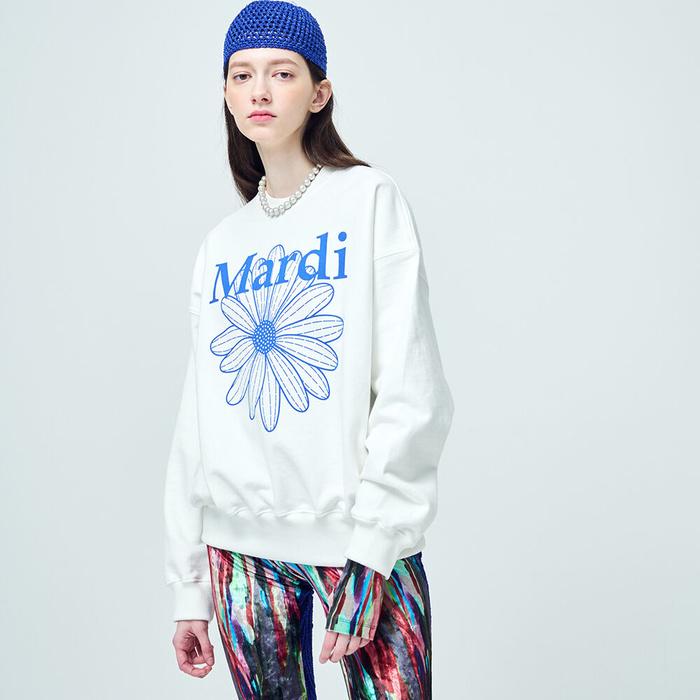 [Mardi mercredi] Sweatshirt Flowermardi_white Vividblue