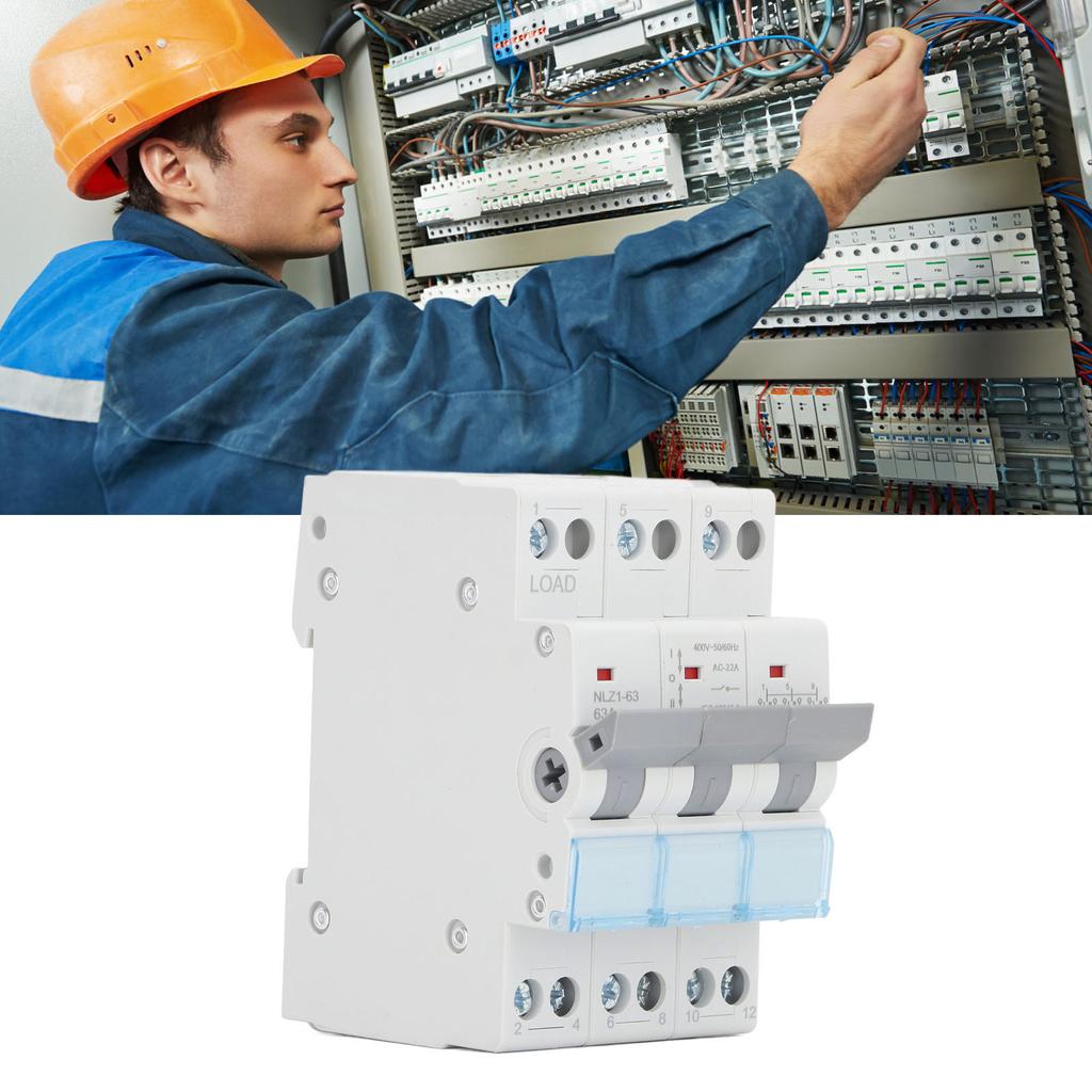 Dual Power Manual Transfer Switch DIN Rail Mount 3P Interlock Circuit Breaker Isolating Switch 400VAC 63A 3P