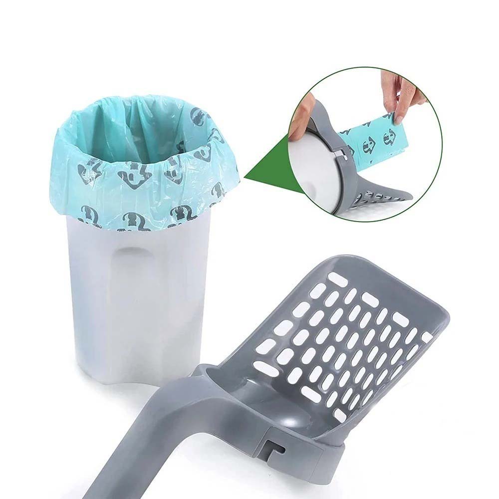 The All-in-one Litter Scooper Comes With a Roll of Garbage Bags, Making It Easy To Use and Remove Litter Clumps