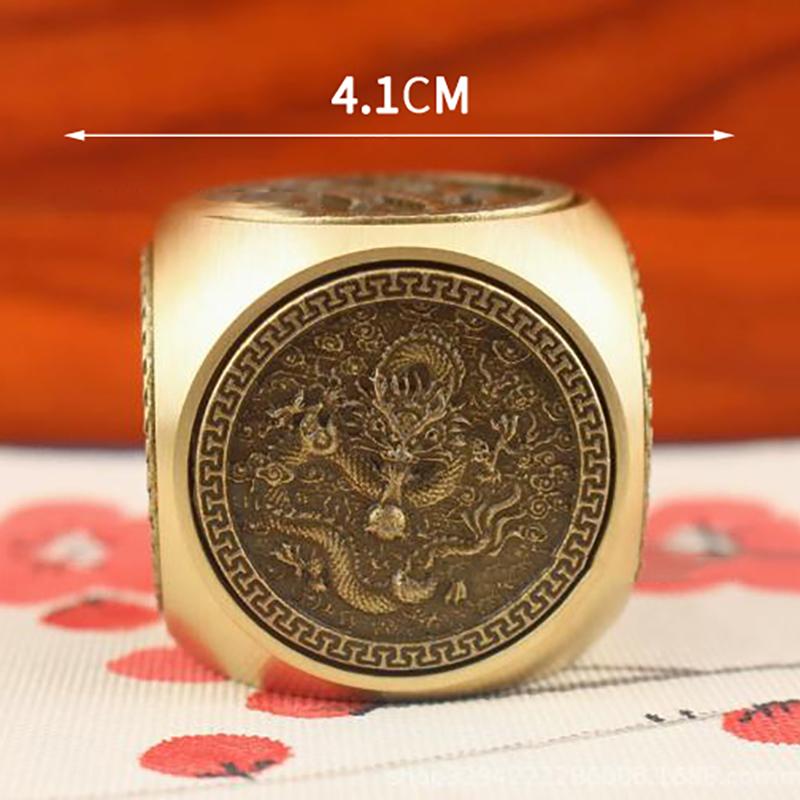 Rotating Six-Faced Chinese Lucky Coin Spinner Toys Crafts Stress Anxiety Relief Sensory Focus Tool For Birthday Christmas Gift