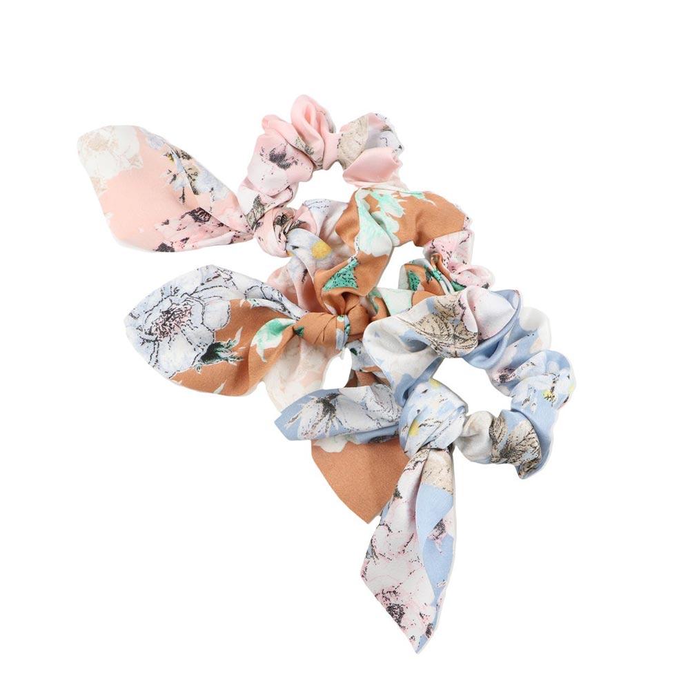 Girls Fashion Bow Hair bands Print Flower Rabbit Ear Scrunchies Ponytail Hold Hair rope Hair Tie