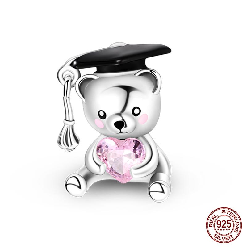 Real Copper Pink Rabbit Cat Dog Animal Charms Beads Fit Qikaola Original Bracelets Diy Birthday Jewelry Making