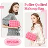Quilted Makeup Bag Cosmetic Bags Puffy Travel Toiletry Pouch For Women Cute Checkered Zipper Bag Travel Essential Portable Aesthetic Organizer