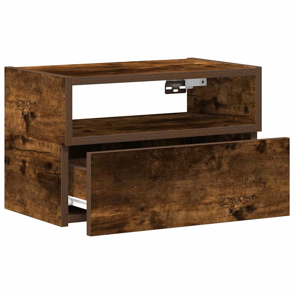 Vidaxl Wisząca Szafka Nocna, Przydymiony Dąb, 45X26X28,5 Cm