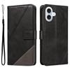 For iPhone 17 Leather Case Geometric Line Design Wallet Phone Cover with Wrist Strap
