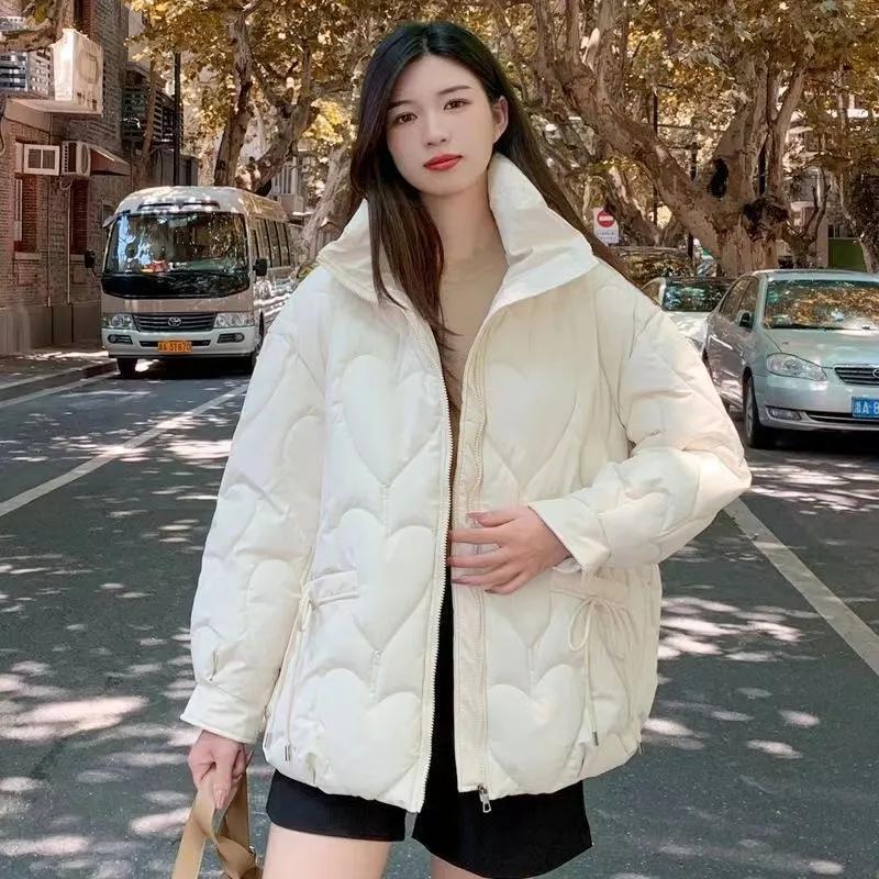 

Women s Winter Causal Warm Short-Length Thickened Coat Solid Color Simple Commuter Jacket XS бежевий