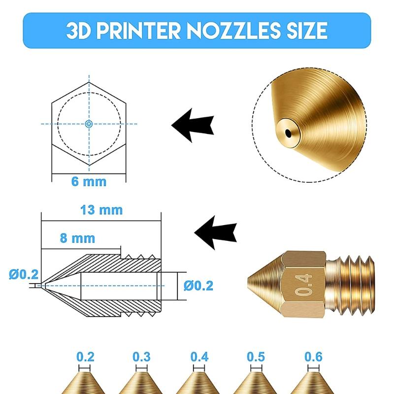 Mk8 Nozzles 3D Printer Extruder Nozzles Hardened Steel Stainless Steel Brass Nozzle for MK8 Makerbot Ender