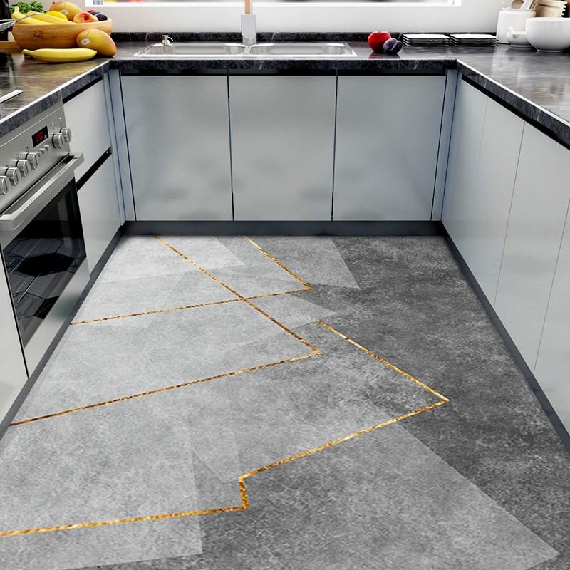 Dywan kuchenny z PVC, antypoślizgowy, olejoodporny, wodoodporny, duży dywan ze skóry, wzór kwiatowy, zmywalny, łatwy do czyszczenia