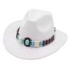 Ethnic Style Western Cowboy Top Hat Turquoise Horseback Riding Jazz Hat Crimped Felt Hat Literary And Retro Sun Hat
