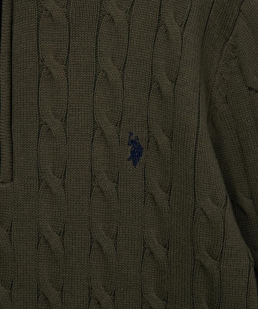 USPOLOASSN Cable Half-Zip Knit_Khaki
