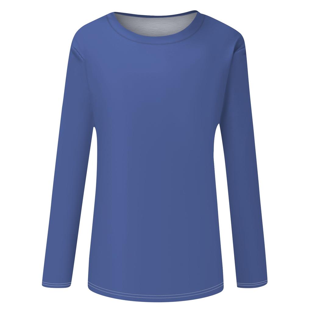 Womens Long Sleeve Round Neck Shirts Basic Tee Casual Top Fall Trendy Tunic Outfits Fitted T Shirts