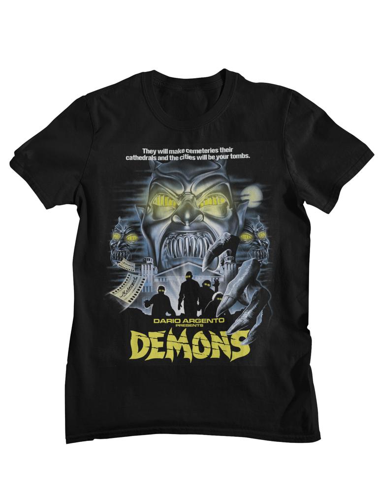 Demons Retro Italian Horror Movie Collage Graphic TShirt Unisex Women Casual Cotton Streetwear Tops