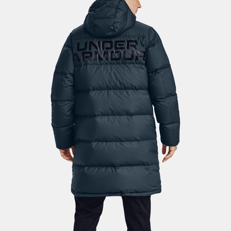Under Armour Sportstyle Graphic Bench Length Hooded Down Jacket Men Jackets Navy-Blue 1355855-467