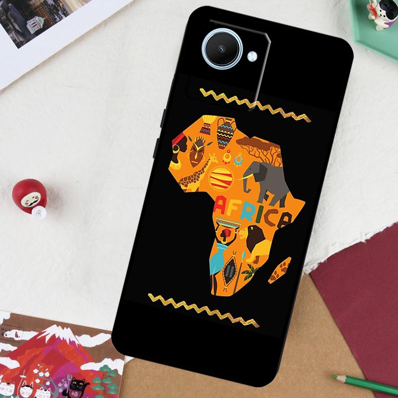 Map of Africa African Fabrics For Realme GT7 Pro GT 6T 5 6 C67 C75 C61 C55 C53 C51 C21Y C25S 10 11 12 13 14 Pro Plus Case