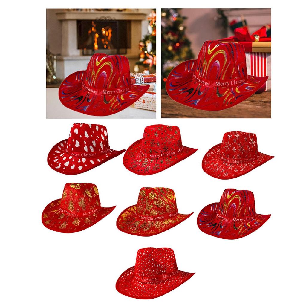 Christmas Cowboy Hat Fashion Casual Christmas Hat for Festivals Prop Cosplay