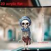 Acrylic Halloween Themed Checkered Scarf Design Skull Pendant For Interior Car