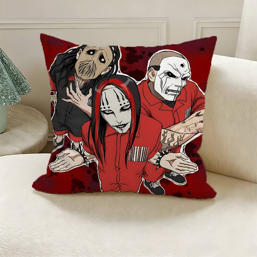 S-slipknot Polyester Printed Pillow Cover Square 30 35 40 45 50 55 cm Soft for Sofa Bed Car Home Decor