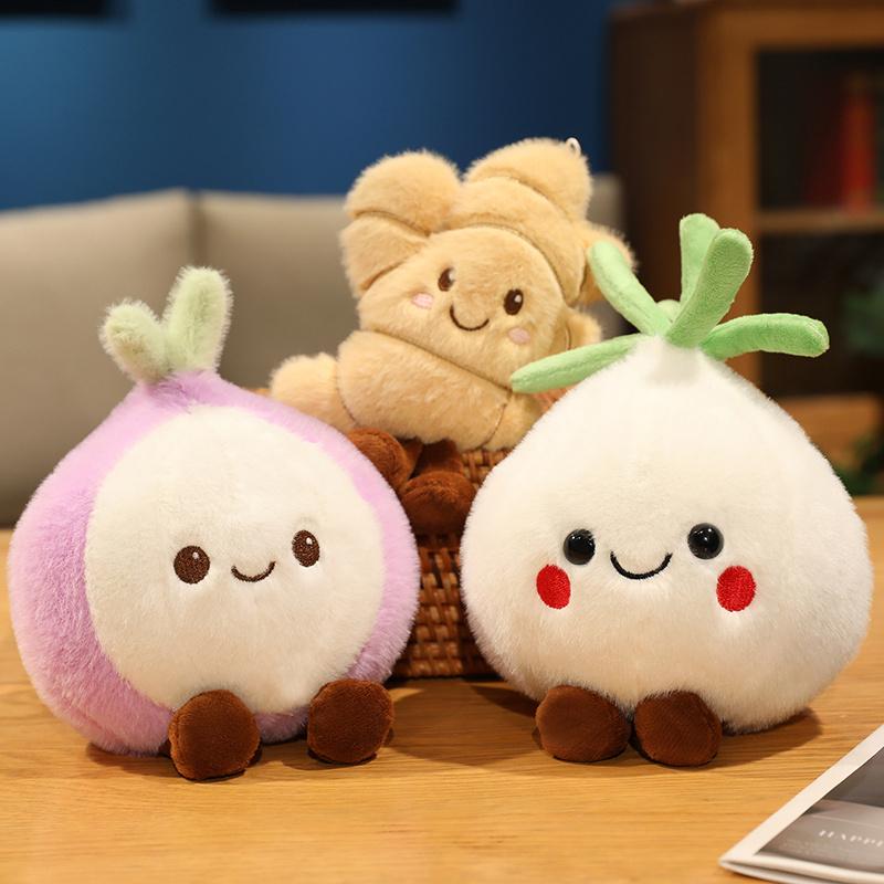 New Vegetable Spirit Plush Toy Kawaii Onion Garlic Ginger Stuffed Dolls Cartoon Onion Ginger Plushie Holiday Decorations Gifts