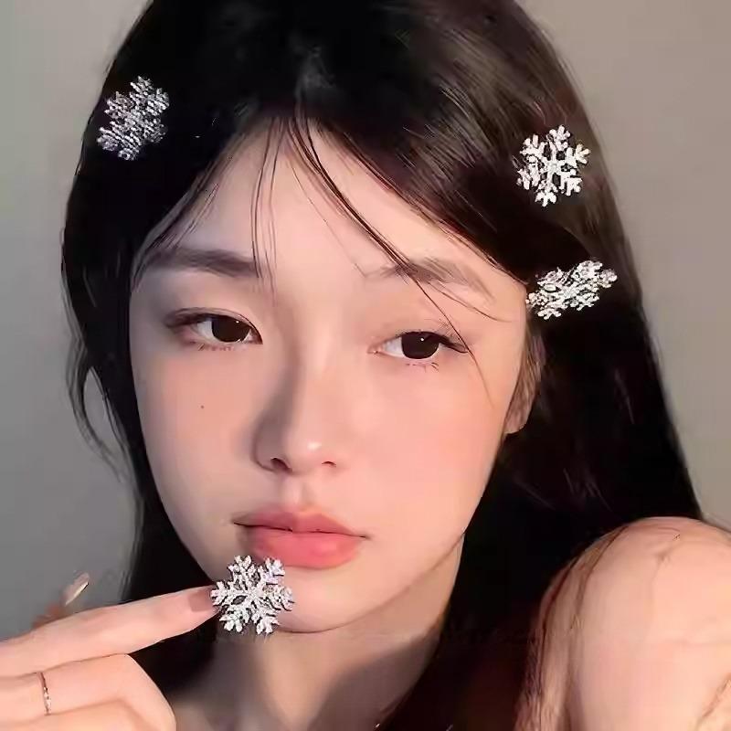 1-50pcs Sweet Metal Sparkling Diamond Snowflake Hairclips Women Side Bangs Clip Light Luxury Hair Clip High-end Hair Accessories