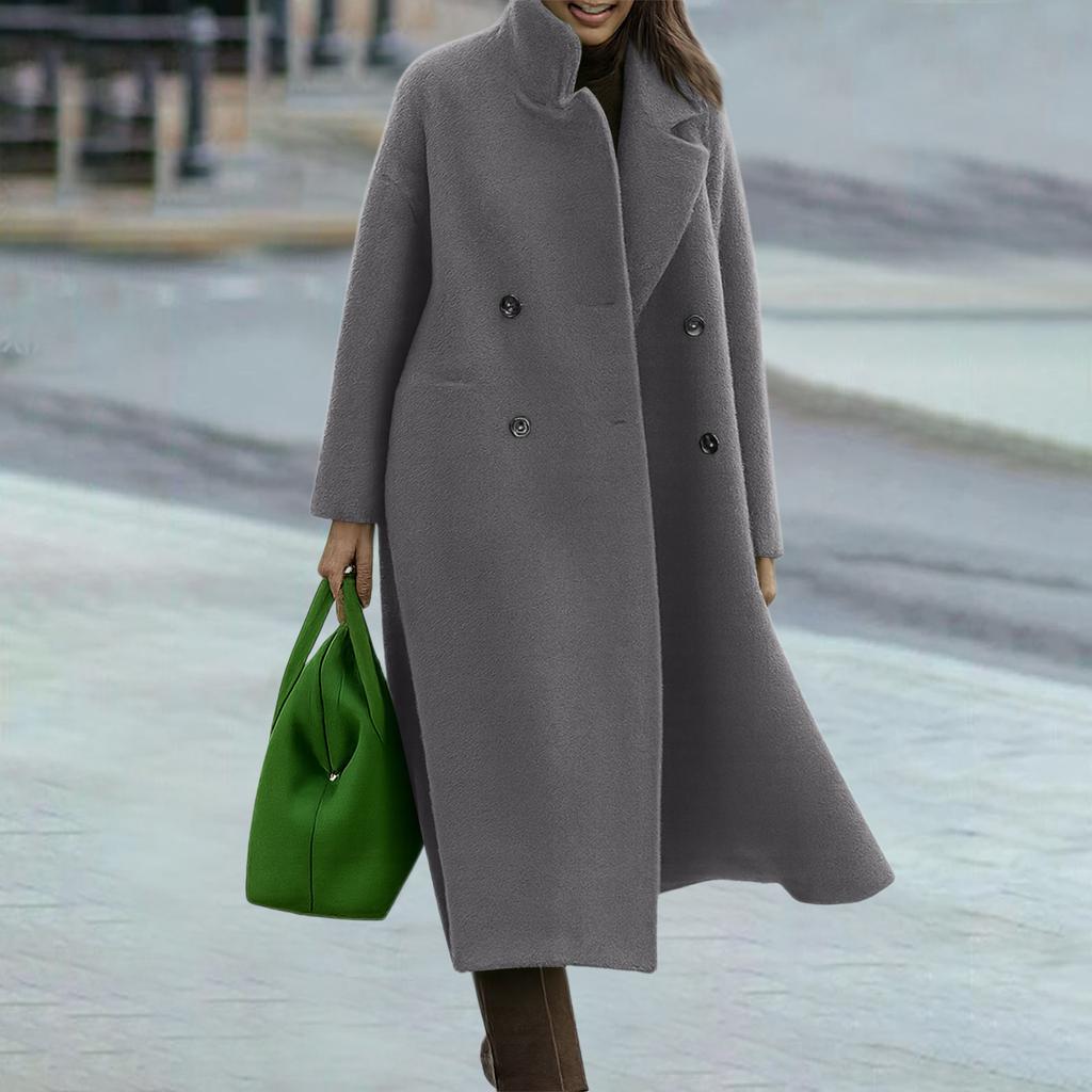 Women's Long-sleeved Solid Color Floral Print Lapel Coat