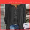 Elegant Plus Size Women Boho Long Sleeve Blouse Baggy Tops With V Neck Design