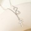 Minimalist Infinity Cross Lariat Necklace Gold Silver Plated Dainty Religious Jewelry for Women Daily Wear