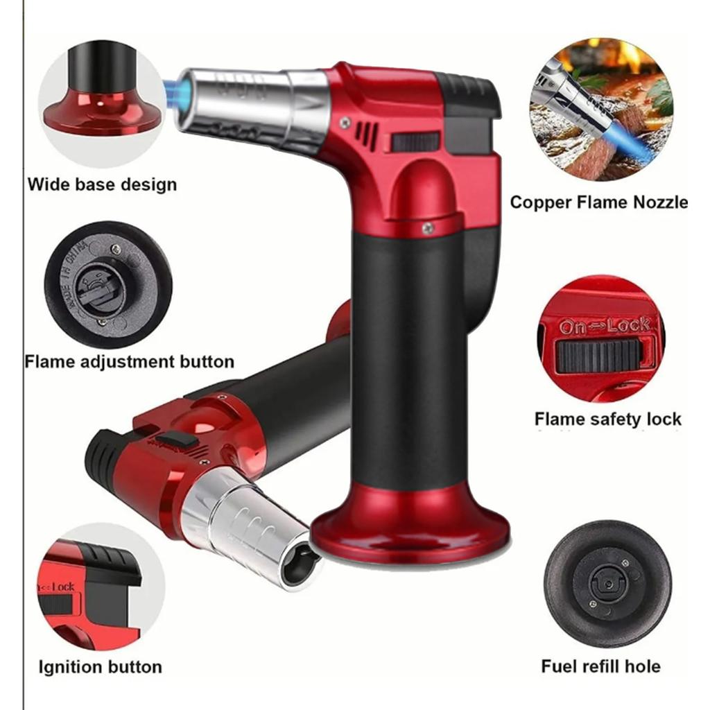 Portable Straight Jet Cigar Torch Lighter Barbecue Welding Torch Jet Flame Lighter Black Red