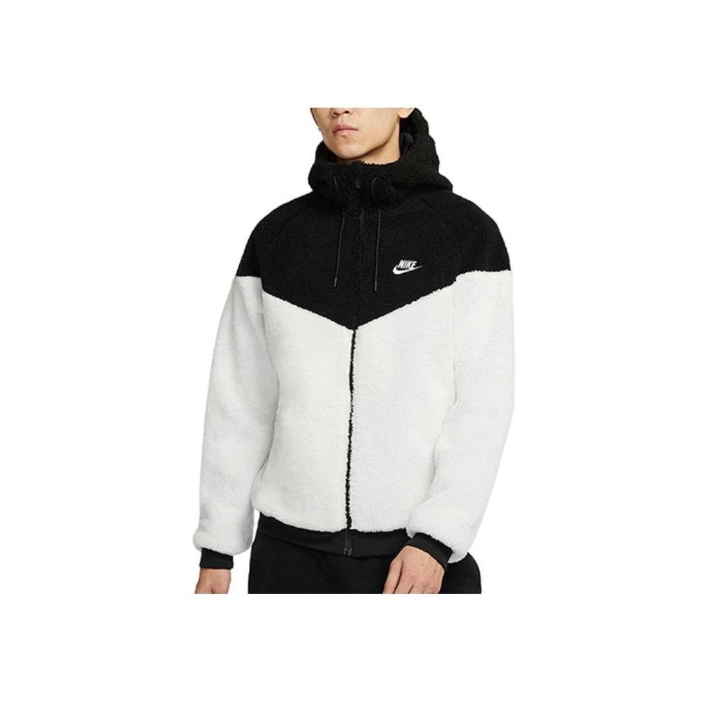 Nike Sportswear Windrunner Sherpa Full-Zip Hooded Jacket Creamy White Black DD0300-016