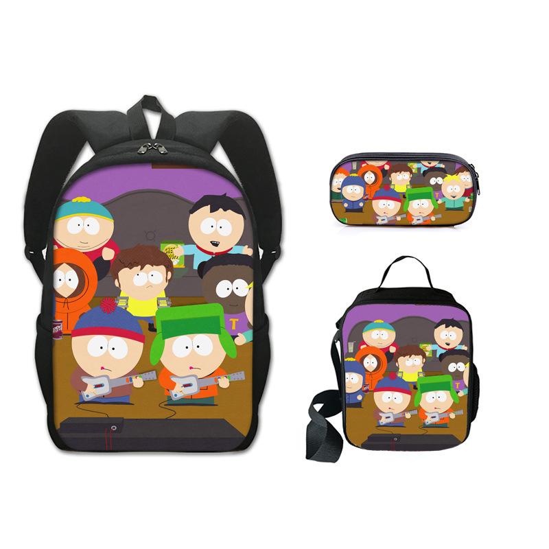 Classic Popular Novelty Funny south park 3D Print 3pcs/Set pupil School Bags Laptop Daypack Backpack Lunch bag Pencil Case