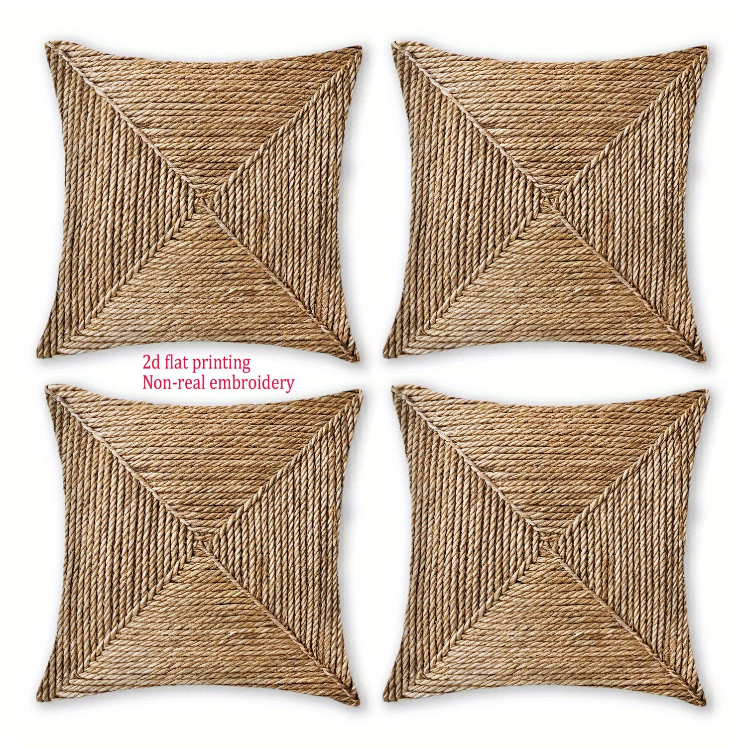 Jmg Clothing Unisex 1/4Pcs Rope Patterned Pillowcases 2D Flat Printing Non-Real Embroidery Sofa Cushion Cover Home Bedroom Room Decoration