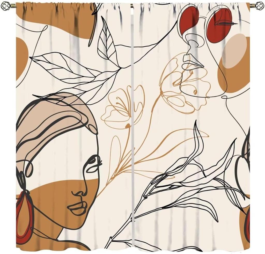 Modern Black White Window Curtains Minimalist Line Abstract Art Treatments Style Dcor Drapes Living Bedroom Nordic Made Of Polyester Decor Treatment