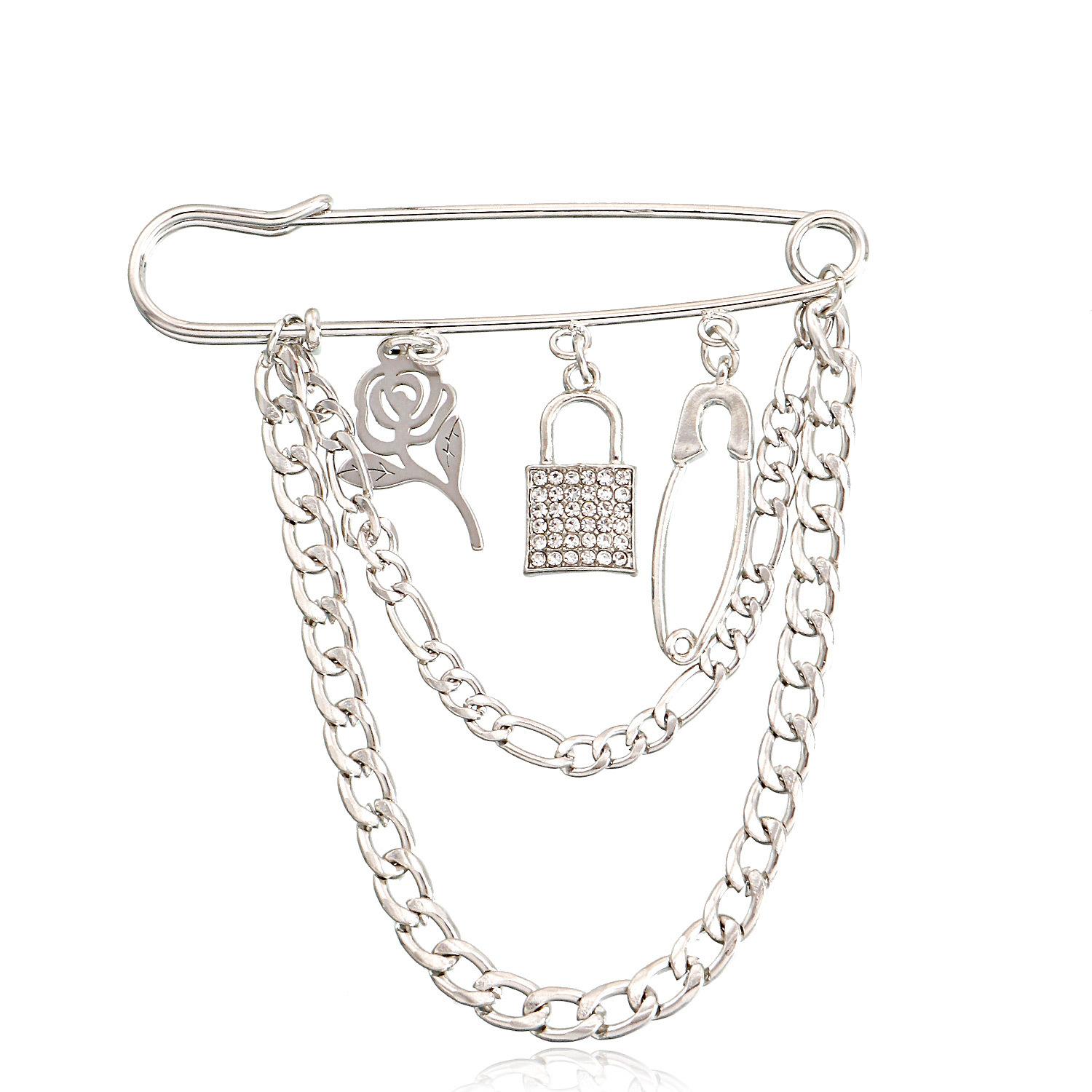 

Valentine s Day Rose Pendant Brooch Accessories, Punk Steel Padlock Pendant