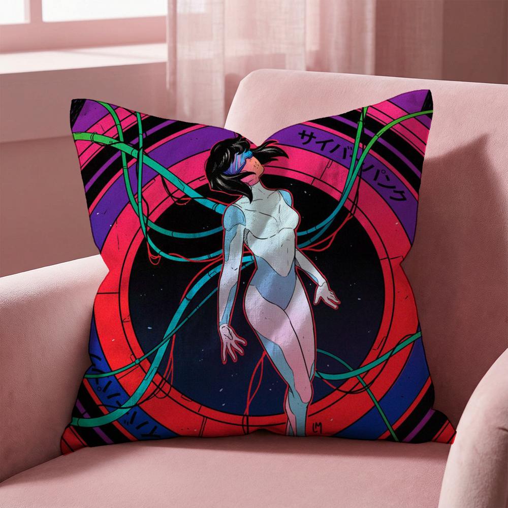 G-Ghost In The S-Shell Cushion Cover Multi-Scene Pillow Cover for Home & Car - Reversible, Soft & Durable for Daily Use
