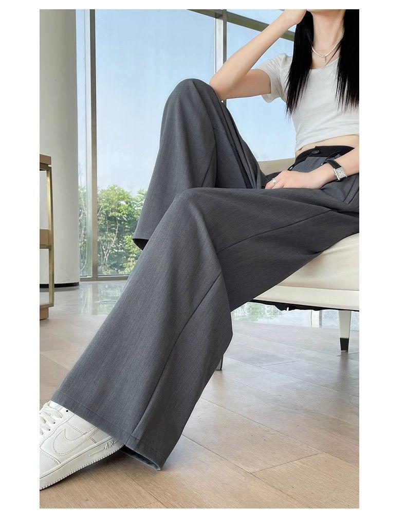 Women's Drapey Suit Pants: High-End Black, Straight, Narrow, or Wide-Leg, Slimming, Long Pants for Spring & Autumn 2025.