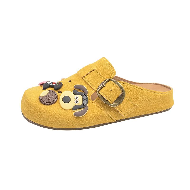 Super fire cute bag head half slippers women's outer wear 2025 new spring and summer one-pedal retro thick-soled sandals