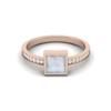 925 Sterling Silver Rose Vermeil 5MM Square  Moonstone Engagement Women Ring