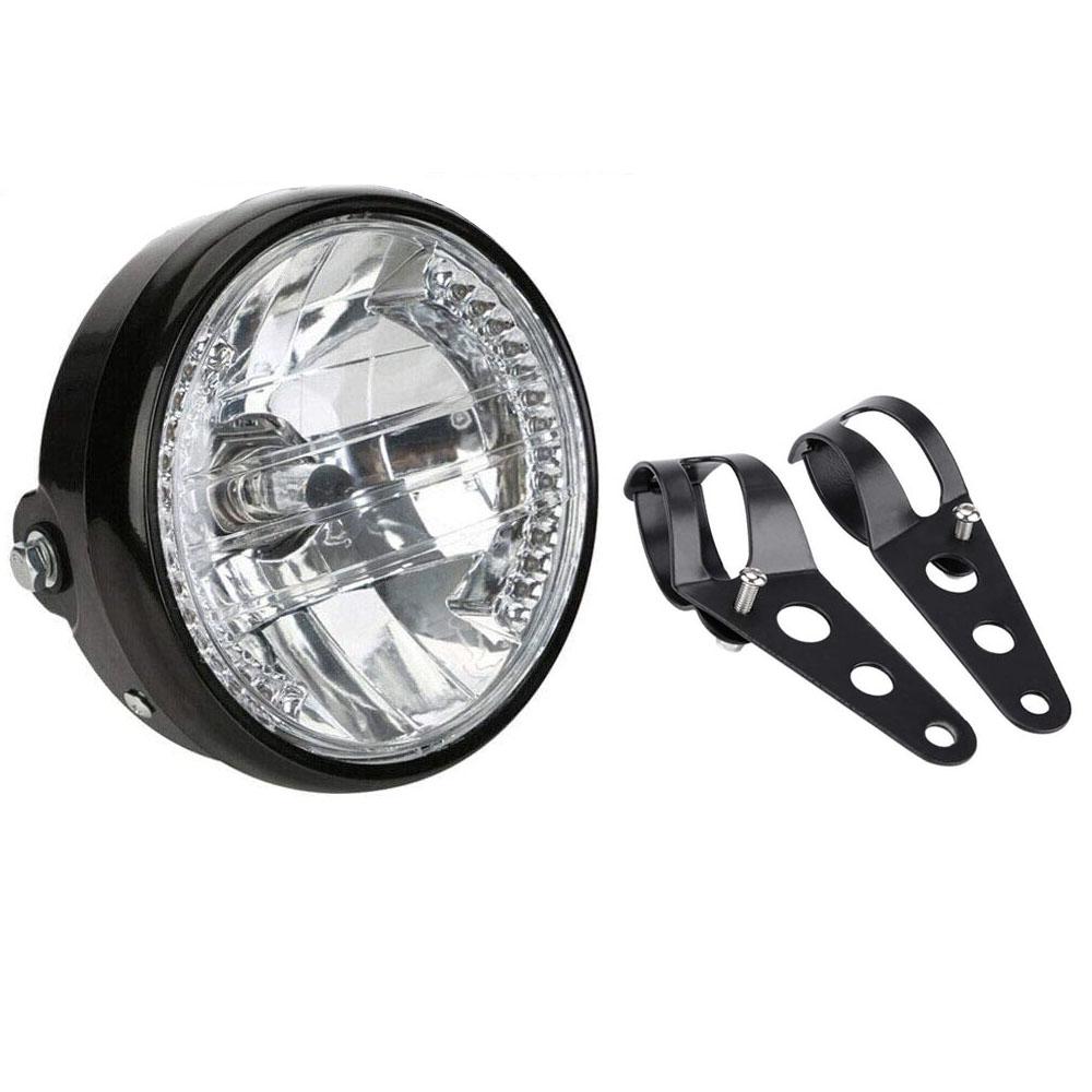 Universal 7'' Motorcycle LED Headlight Turn Signal Indicator Lamp 39-51mm Chopper Mount Bracket Clamp Holder for Harley Honda