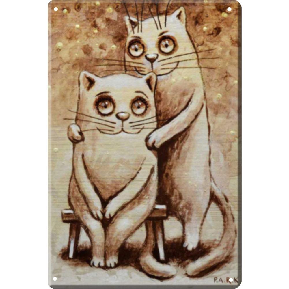Cartoon Cat PVintage Metal Signs Tin Signs Plaque for Bar Pub Club Man Cave Wall Decoration Funny Poster Decor  20x30cm