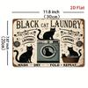 Metal Wall Art Black Cat Vintage Laundry Sign 8x12 Inch Outdoor