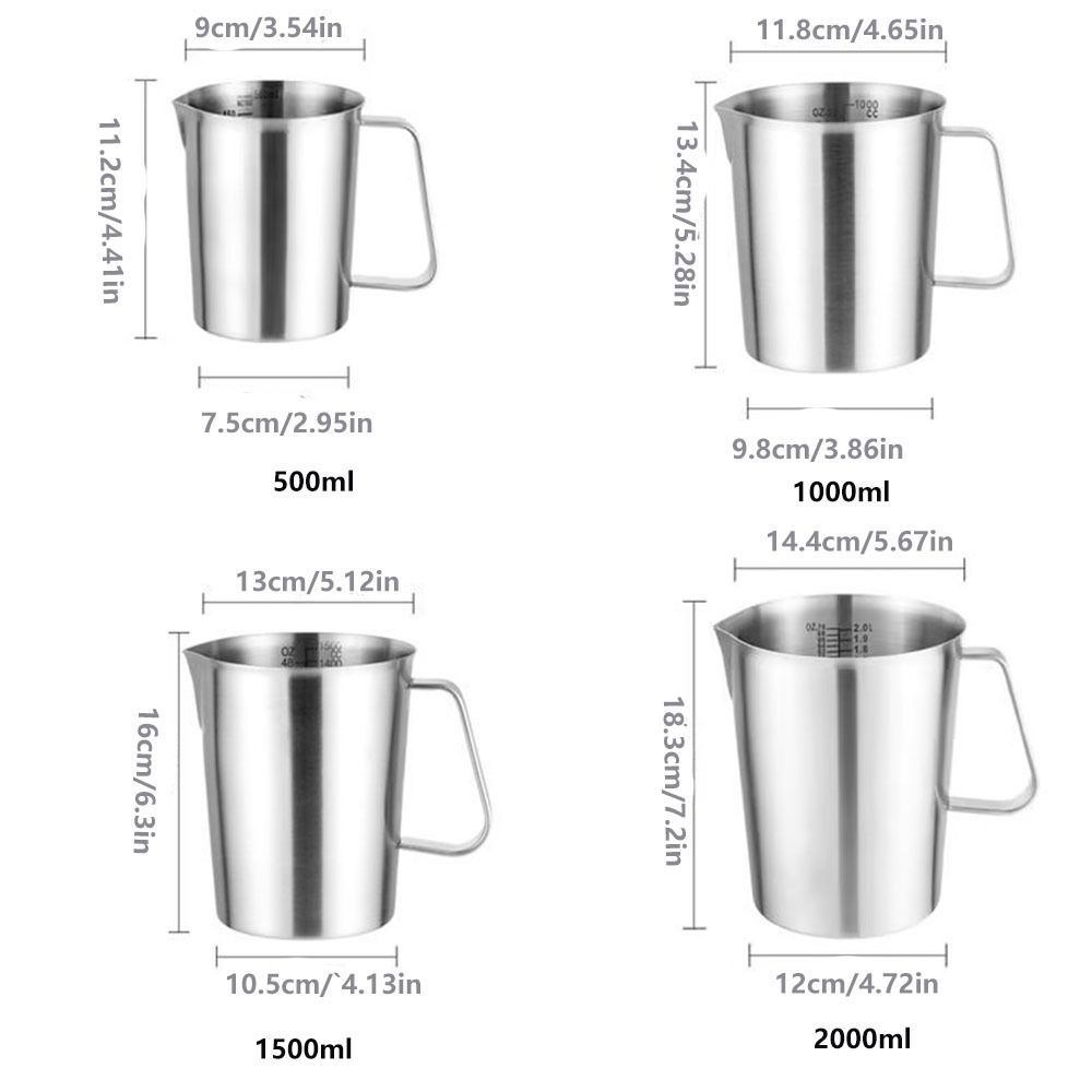 Stainless Steel Graduated Cup with Scale Milk Frothing Jug Stainless Steel Cup Coffee Making